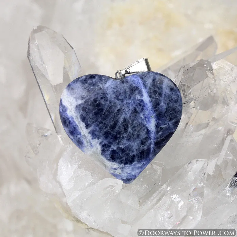 Sodalite Crystal Heart Pendant Blessed & Energized