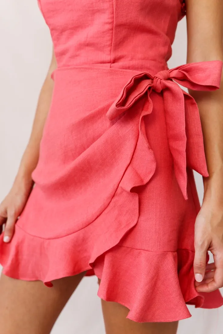 Stacey Frill Bustier Wrap Dress Coral