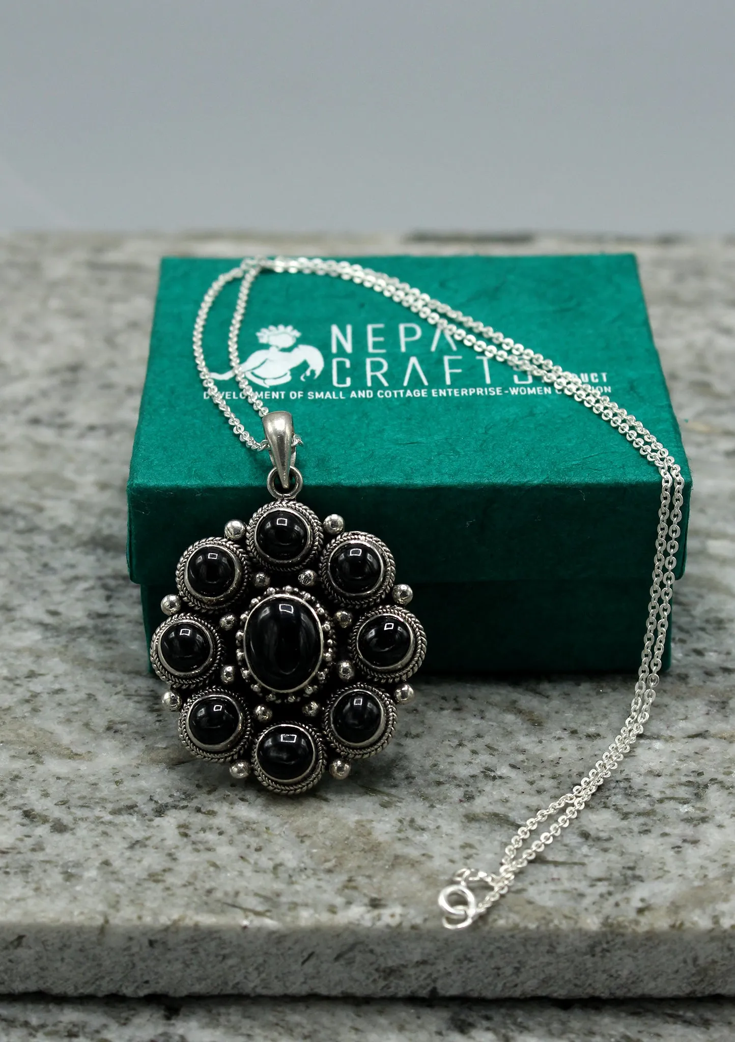 Sterling Silver 925 Onyx Necklace