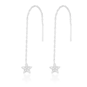 Sterling Silver Cubic Zirconia Star Threader Earrings