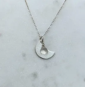 Sterling silver moon and moonstone necklace