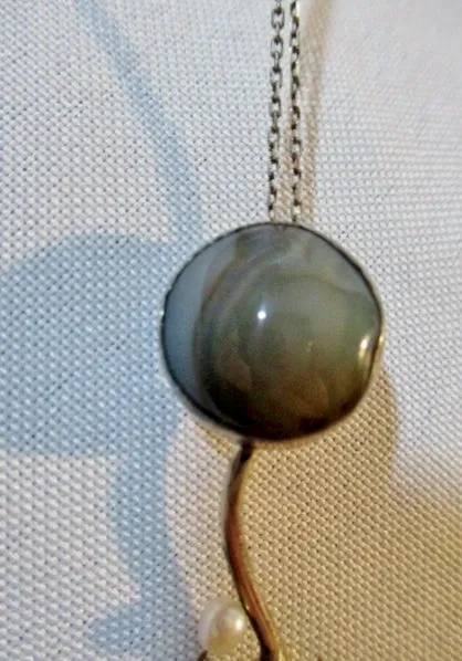 STERLING SILVER OPAL STONE PEARL CRYSTAL MOONSTONE Necklace Charm Pendant