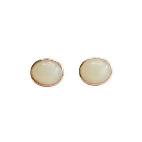 Sterling Silver Oval Hotan Jade Stud Earrings