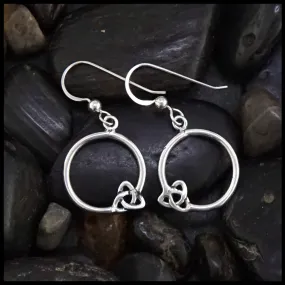 Sterling Silver Round Trinity Knot Earrings