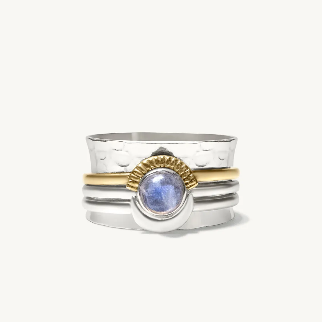 Sun & Moonstone Meditation Spinning Ring