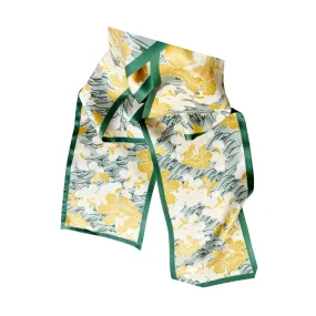 Sunny Daffodil Pure Mulberry Silk Long Scarf Silk Twilly