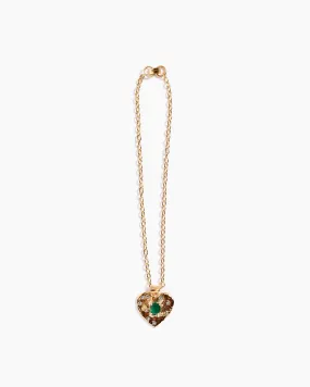 Super Heart Necklace in 18K Gold Plated Emerald