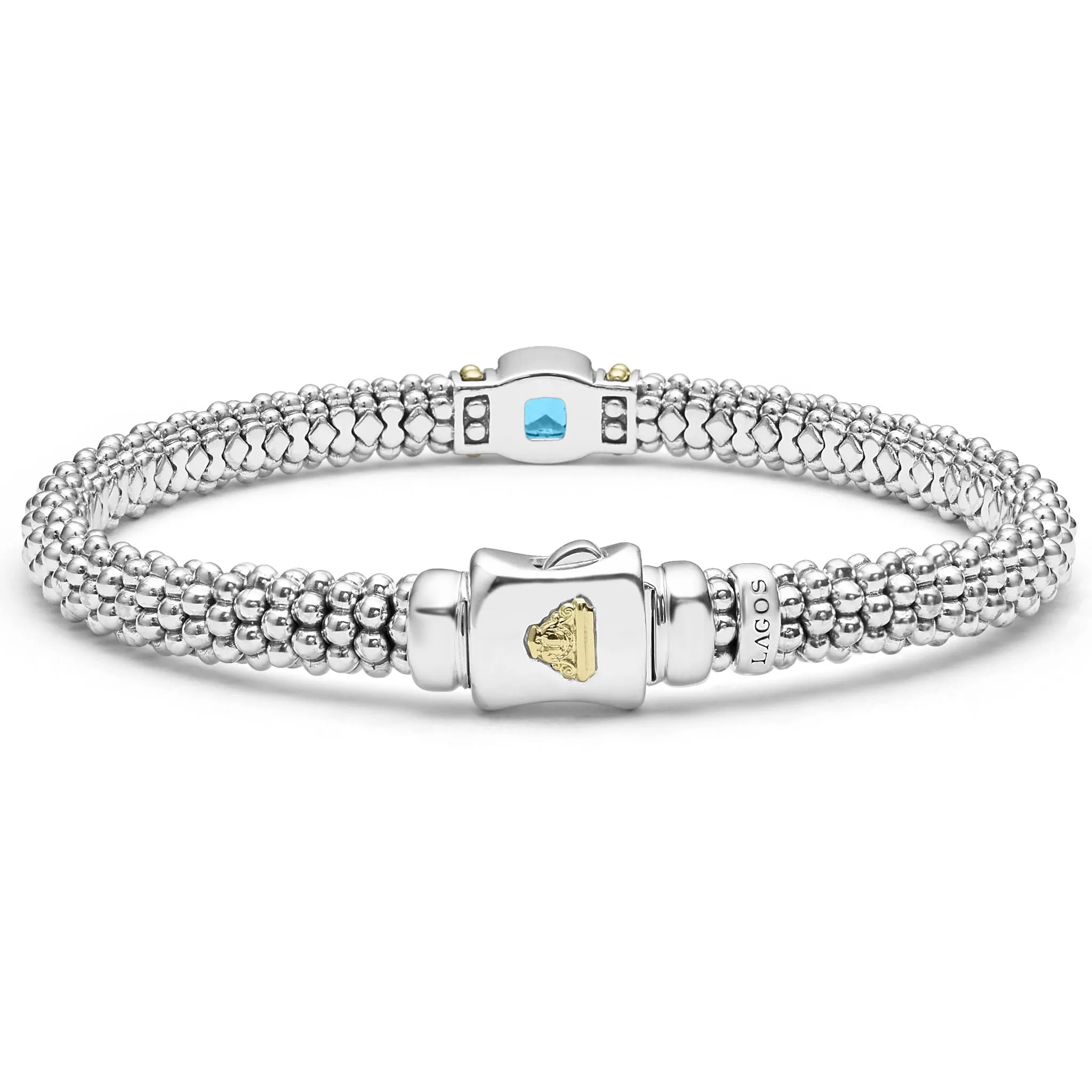 Swiss Blue Topaz Caviar Bracelet | 6mm (Size M)