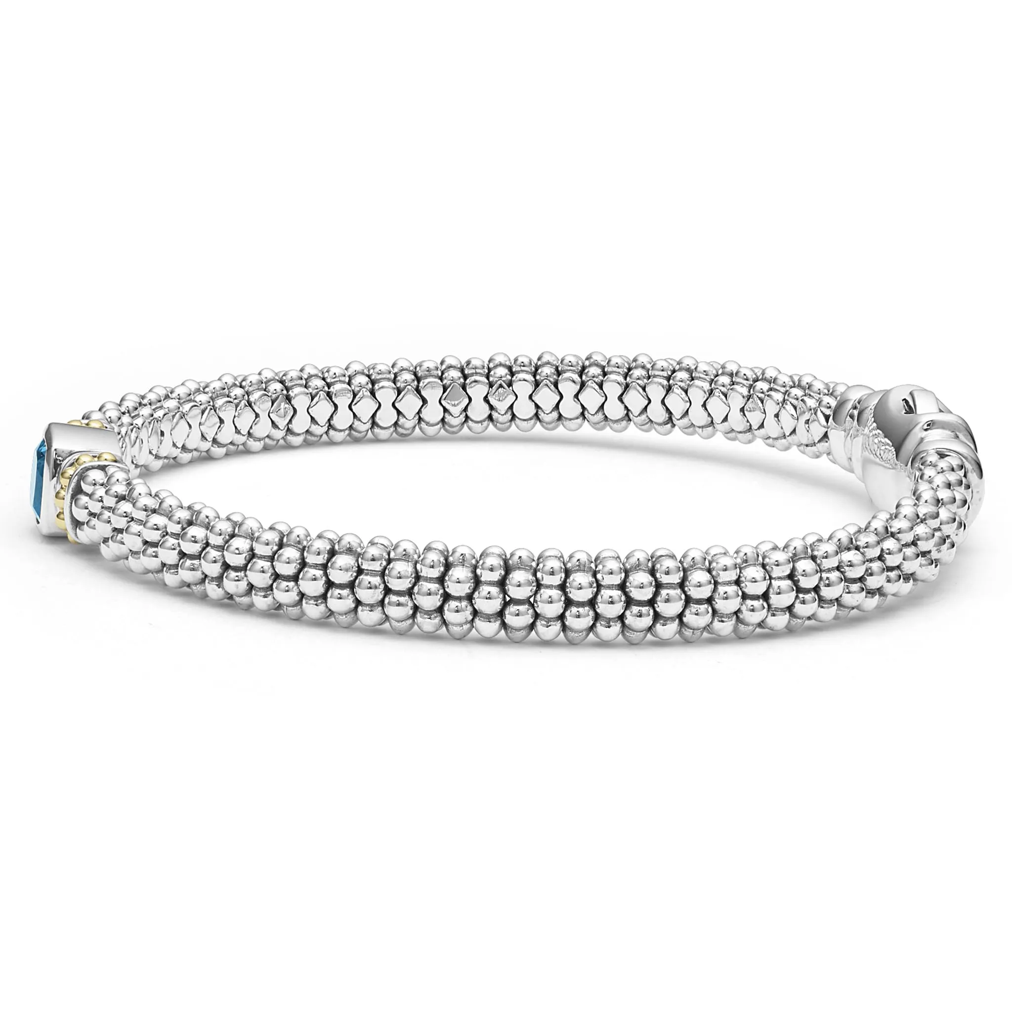 Swiss Blue Topaz Caviar Bracelet | 6mm (Size M)