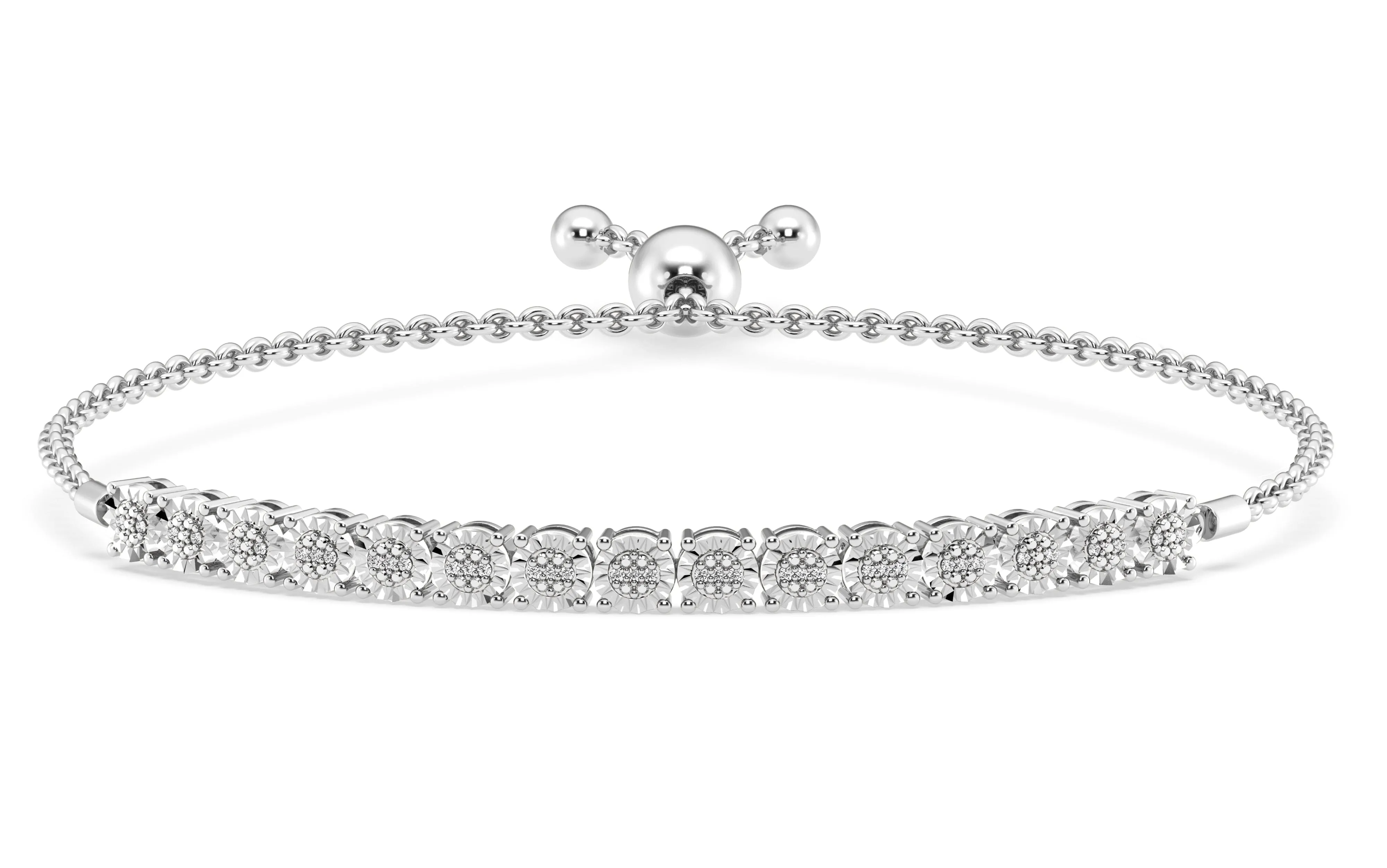 Tennis Bolo Bracelet with Diamonds in Sterling Silver