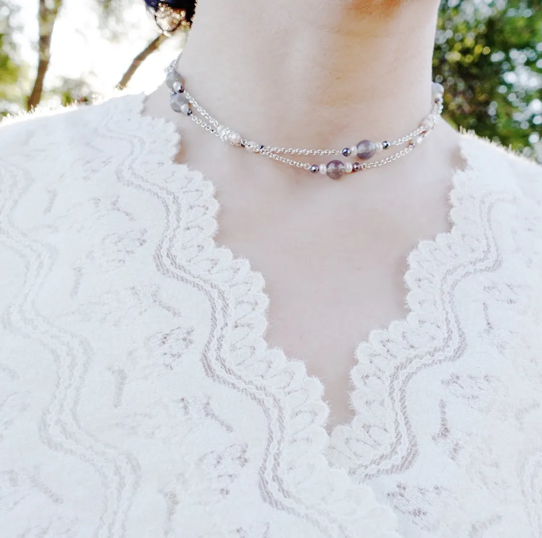 The Nine Grey Moonstone Necklace in Sterling Silver