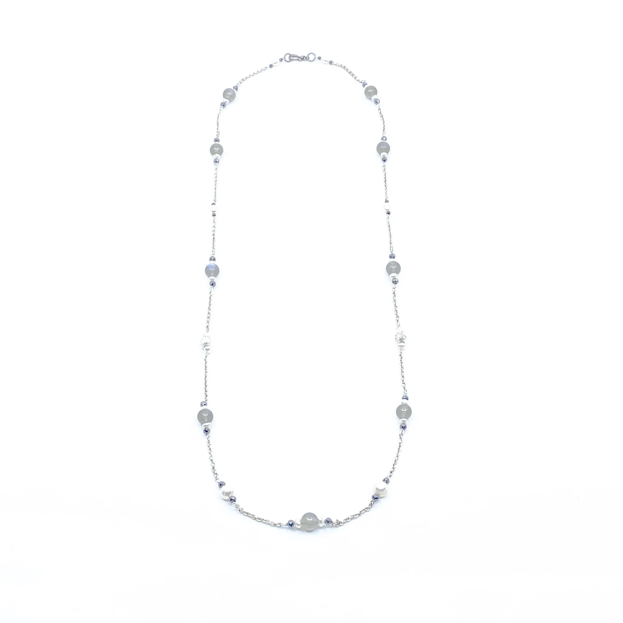 The Nine Grey Moonstone Necklace in Sterling Silver