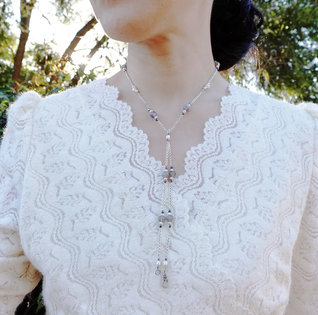 The Nine Grey Moonstone Necklace in Sterling Silver