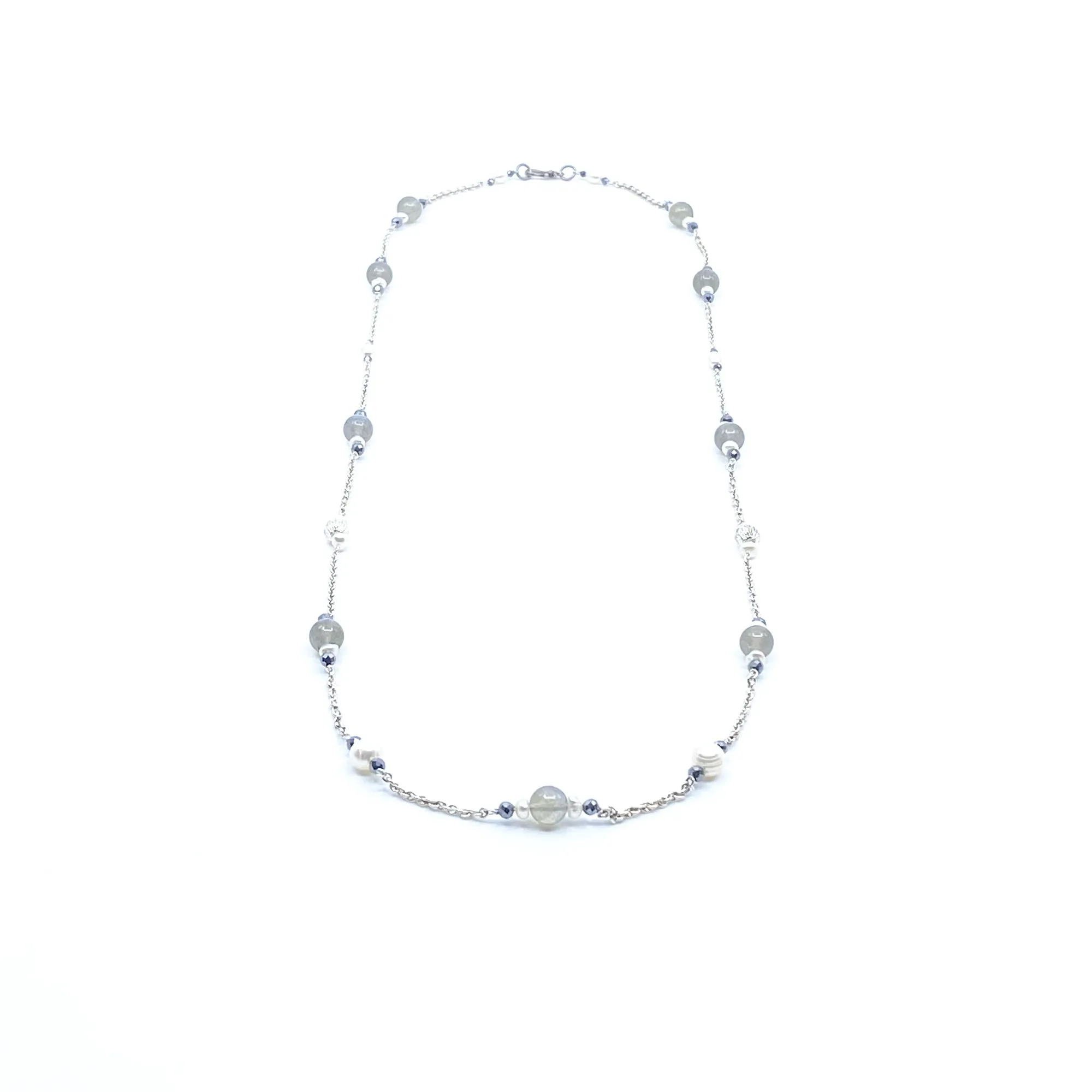 The Nine Grey Moonstone Necklace in Sterling Silver