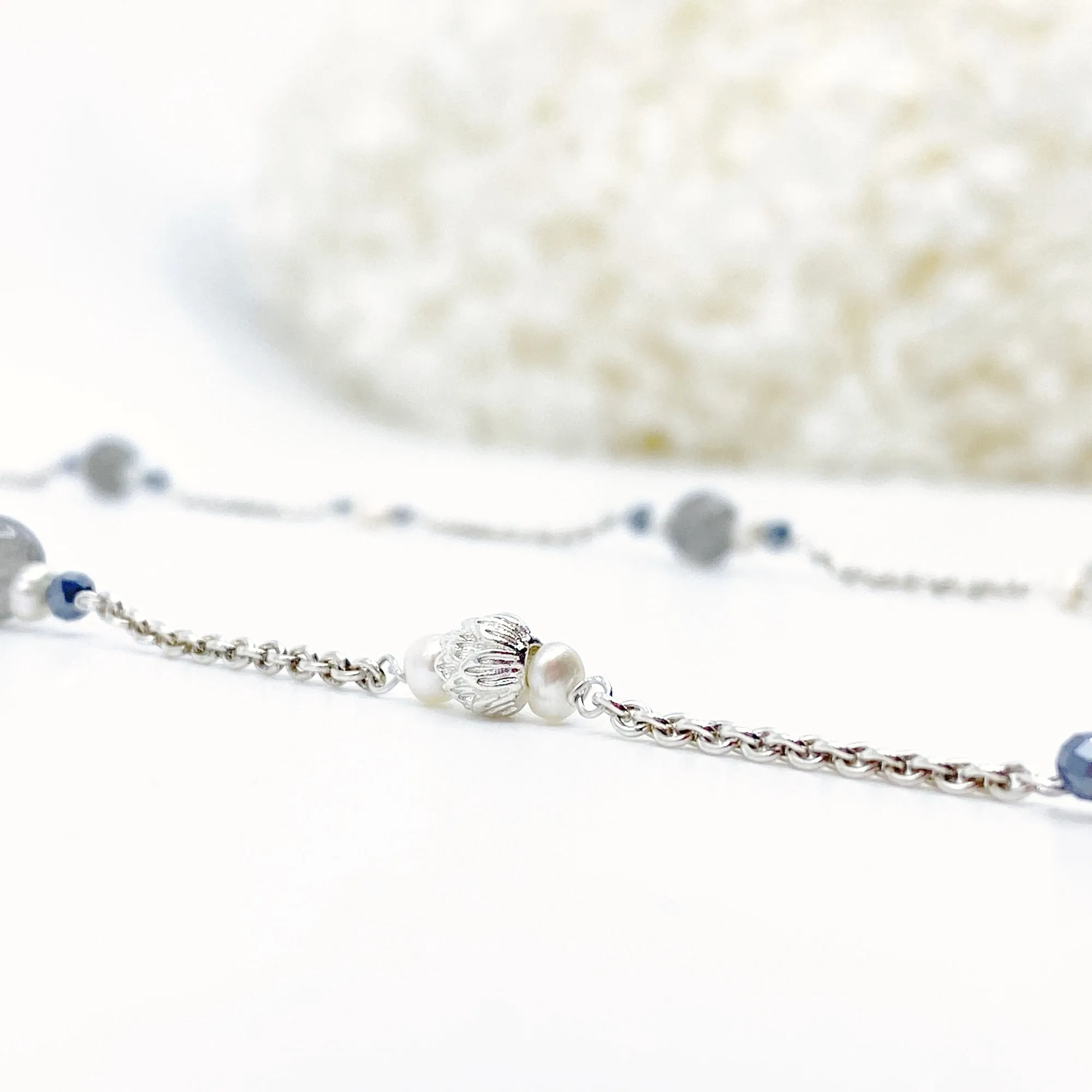 The Nine Grey Moonstone Necklace in Sterling Silver