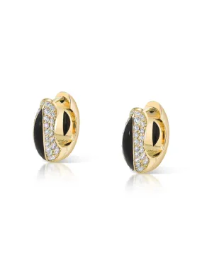 The Perfect, 18K Yellow Gold, Jade Inlay   Diamond Huggies