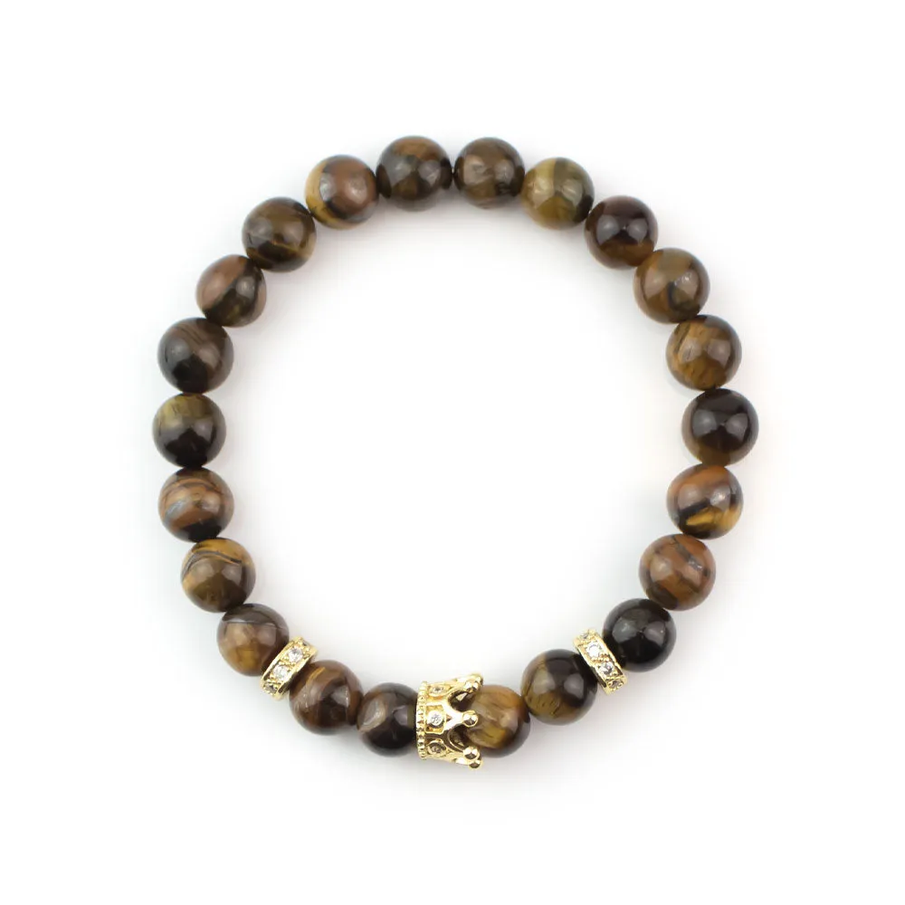 Tiger Eye Crown Beaded Bracelet