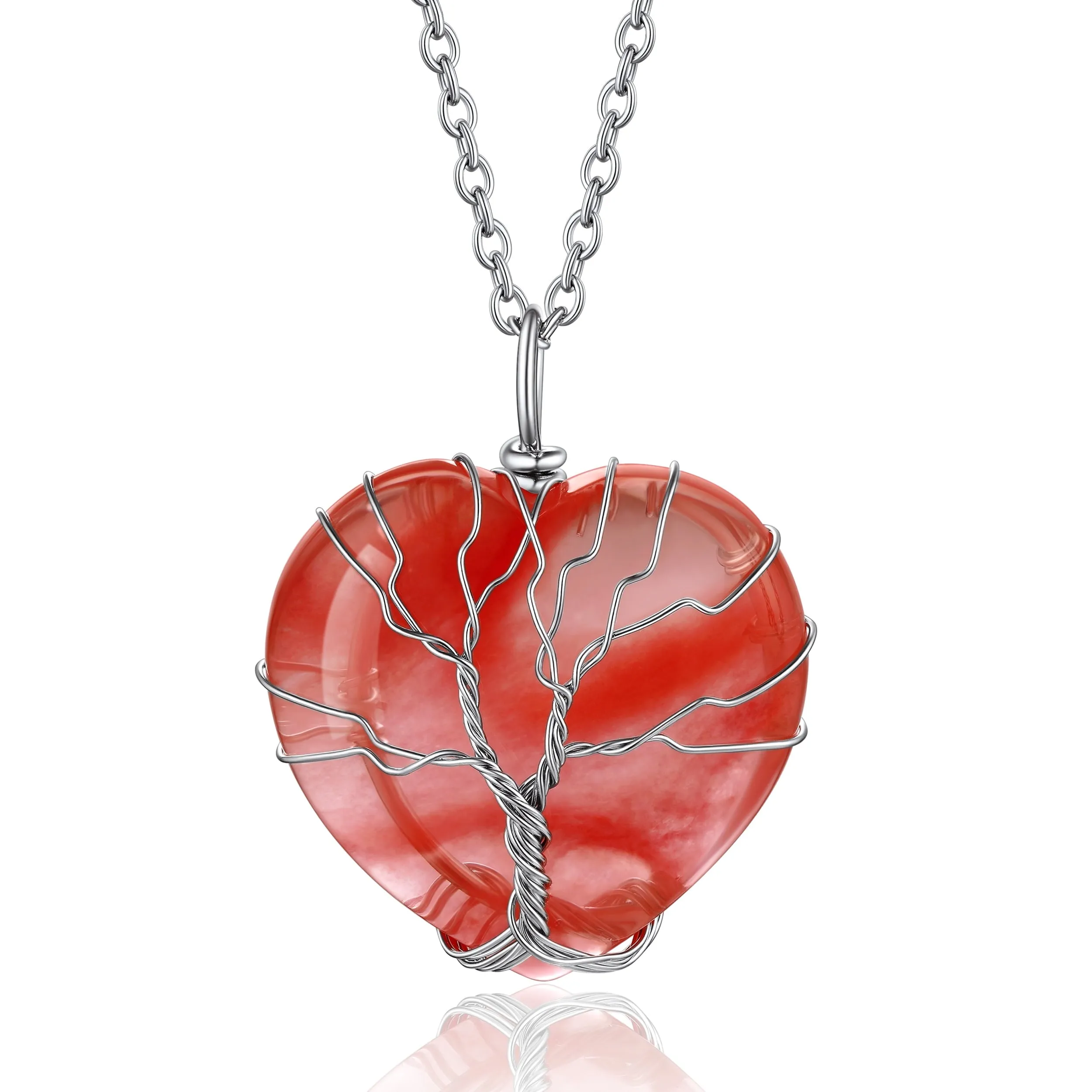 Tree of Life Crystal Heart Pendant & Necklace