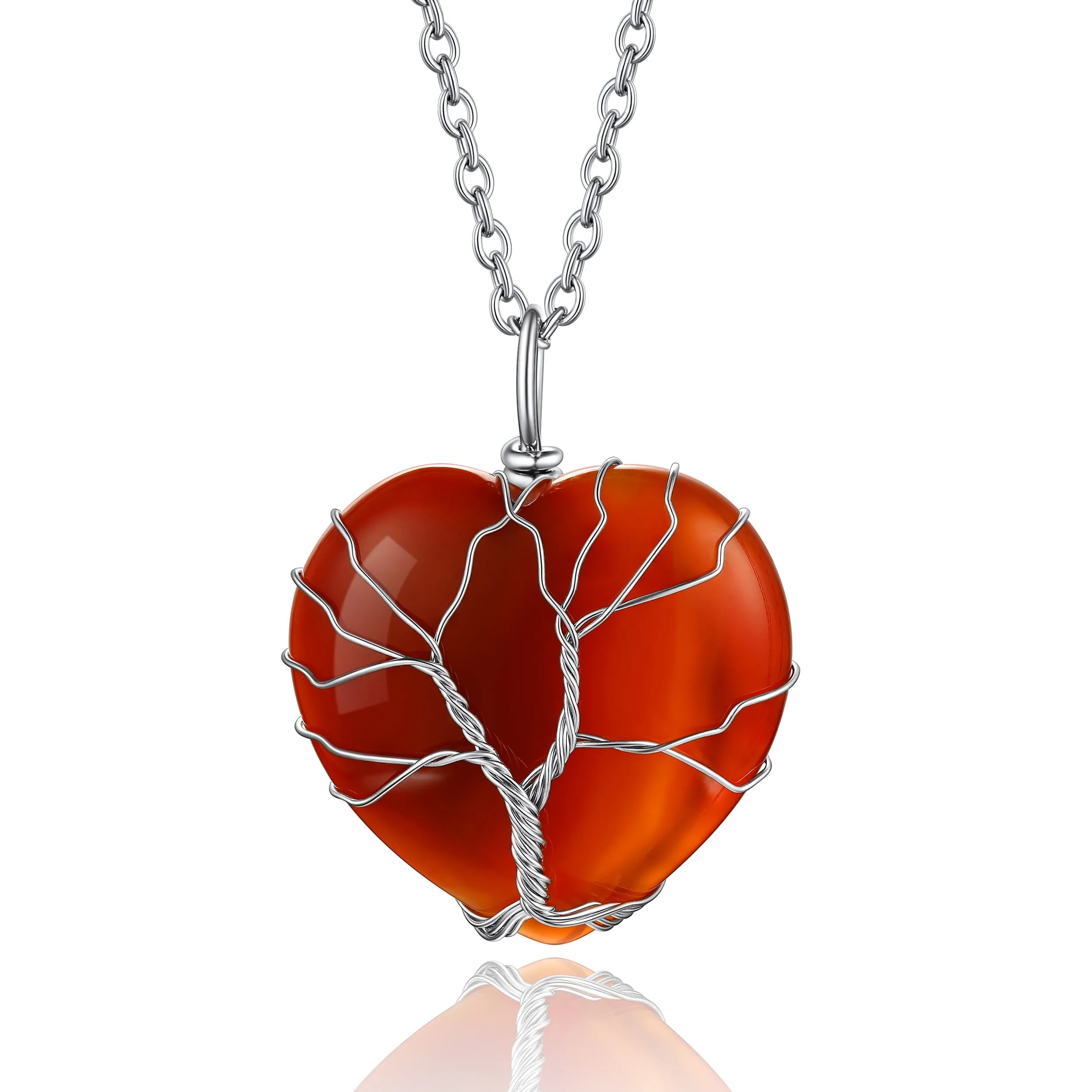 Tree of Life Crystal Heart Pendant & Necklace