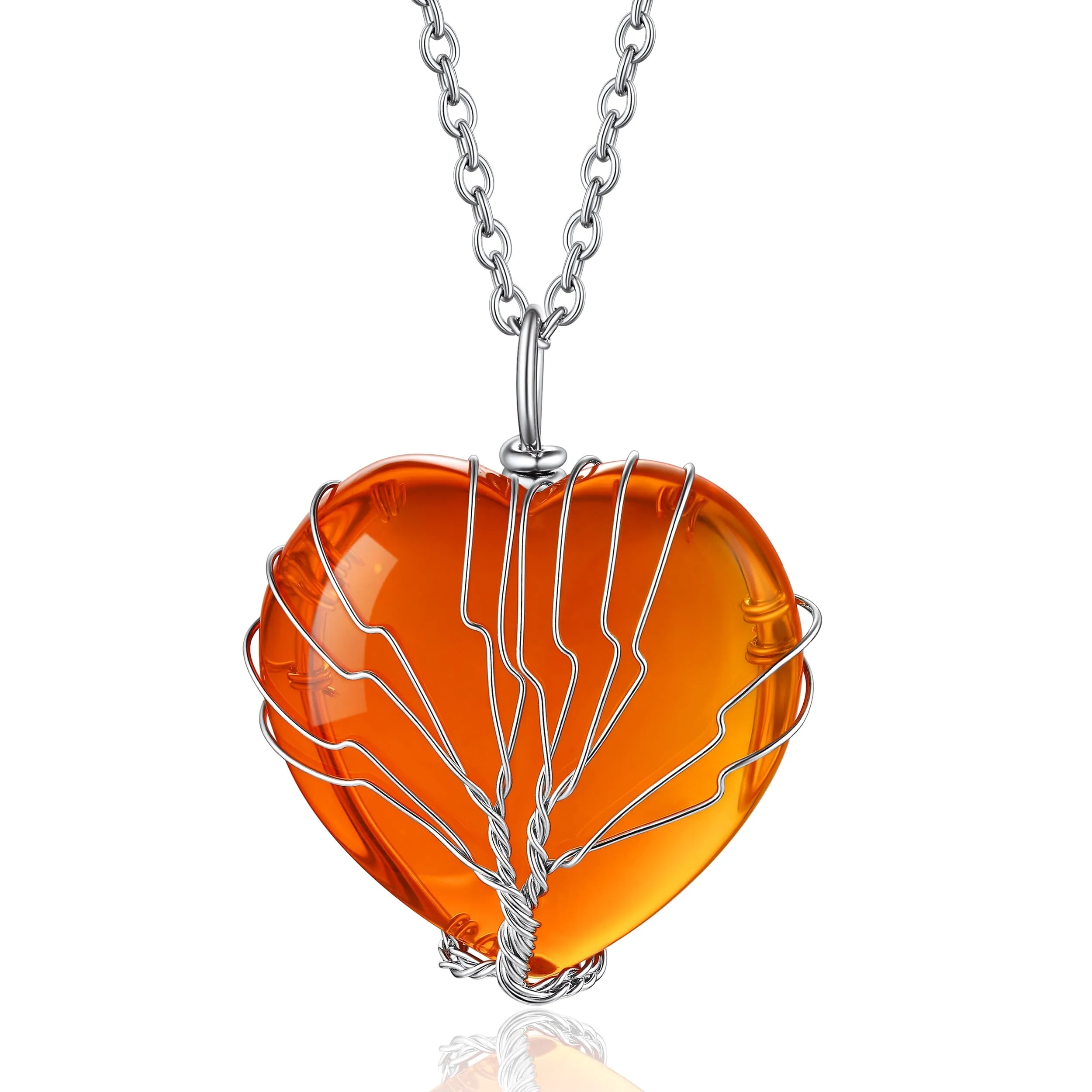 Tree of Life Crystal Heart Pendant & Necklace