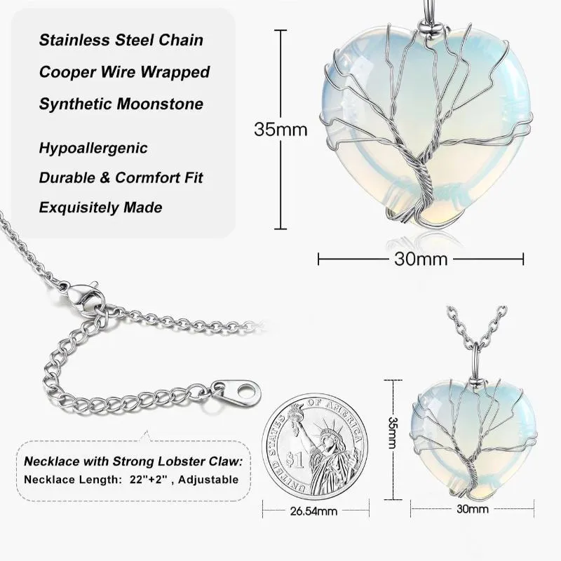 Tree of Life Crystal Heart Pendant & Necklace