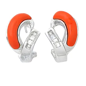 Trendy Coral Cubic Zirconia Gemstone Silver Earrings - Latest Fashion