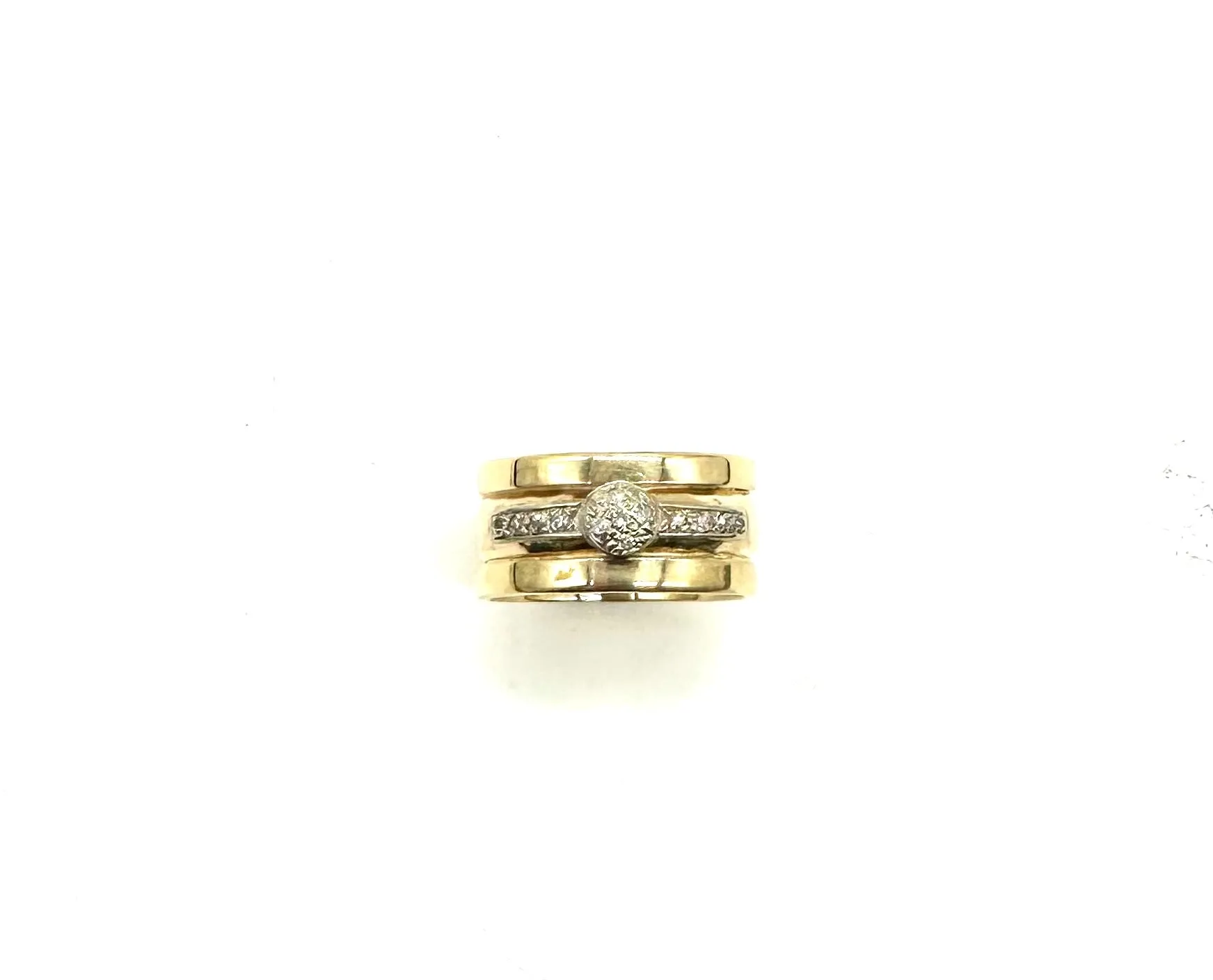 Tri-band 14k Gold & Diamond Band