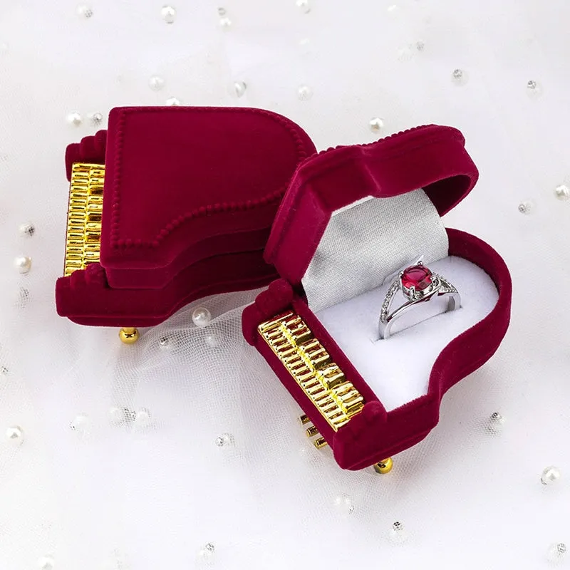 Unique Piano Velvet Jewelry Box - Wedding Ring Box - Gift Box for Jewelry Any Occasion