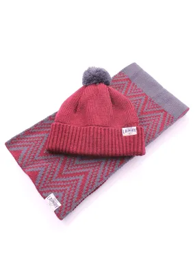 Unisex Tokyo Laundry Doves Hat and Scarf Set in Oxblood Marl