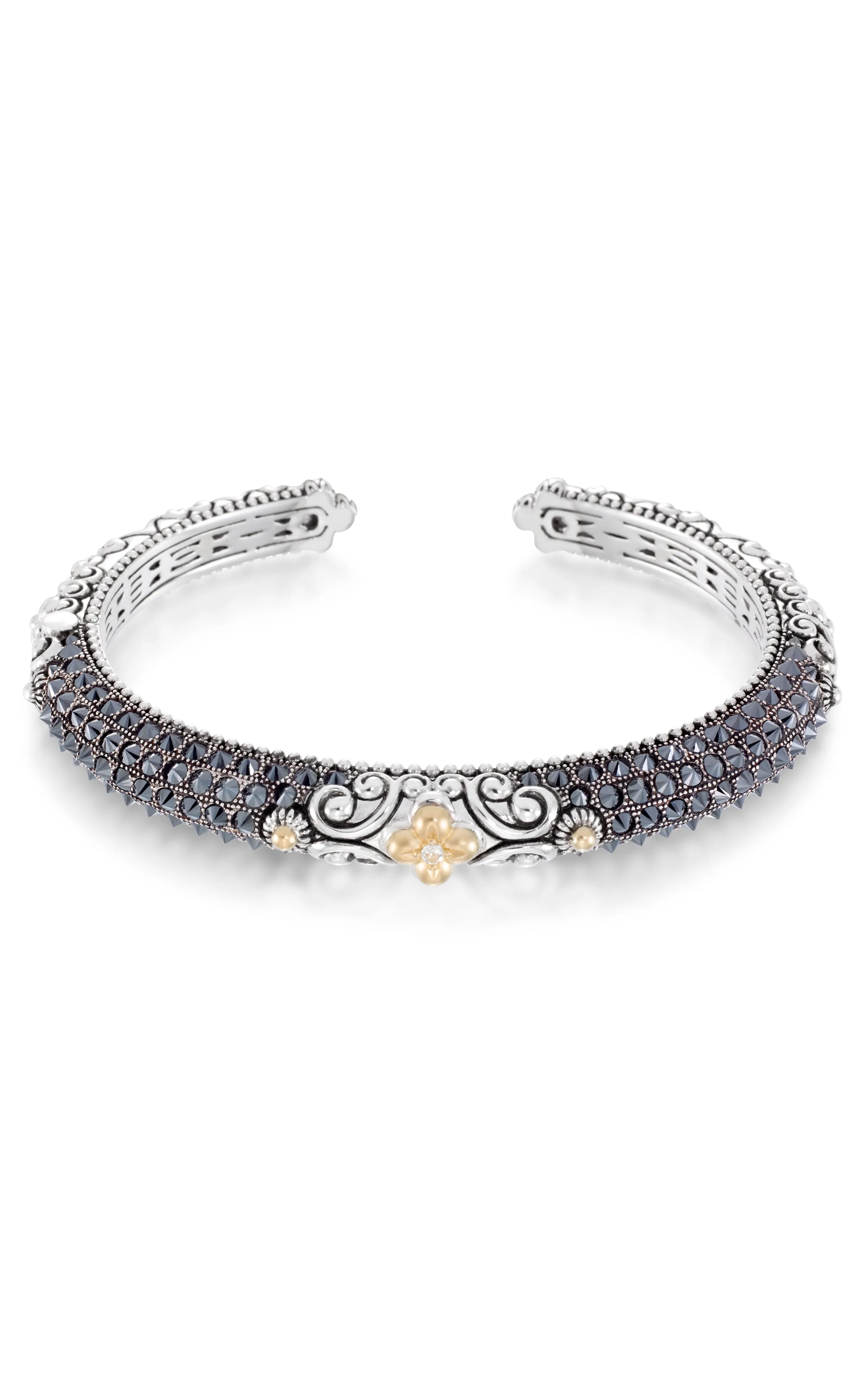 Upside Down Pave Bracelet – White Topaz & Hematite (Advanced Order)