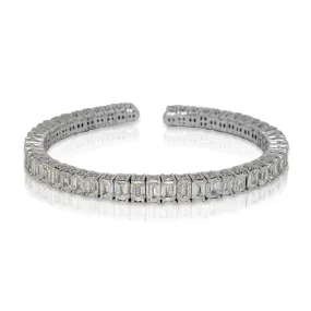 VENUE 20 Carat Emerald Cut Inline Diamond Tennis Bangle in 18K White Gold By Mike Nekta NYC