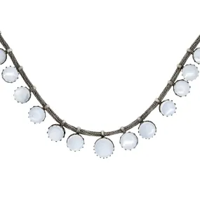 Victorian Sterling Silver Moonstone Graduated Festoon Necklace