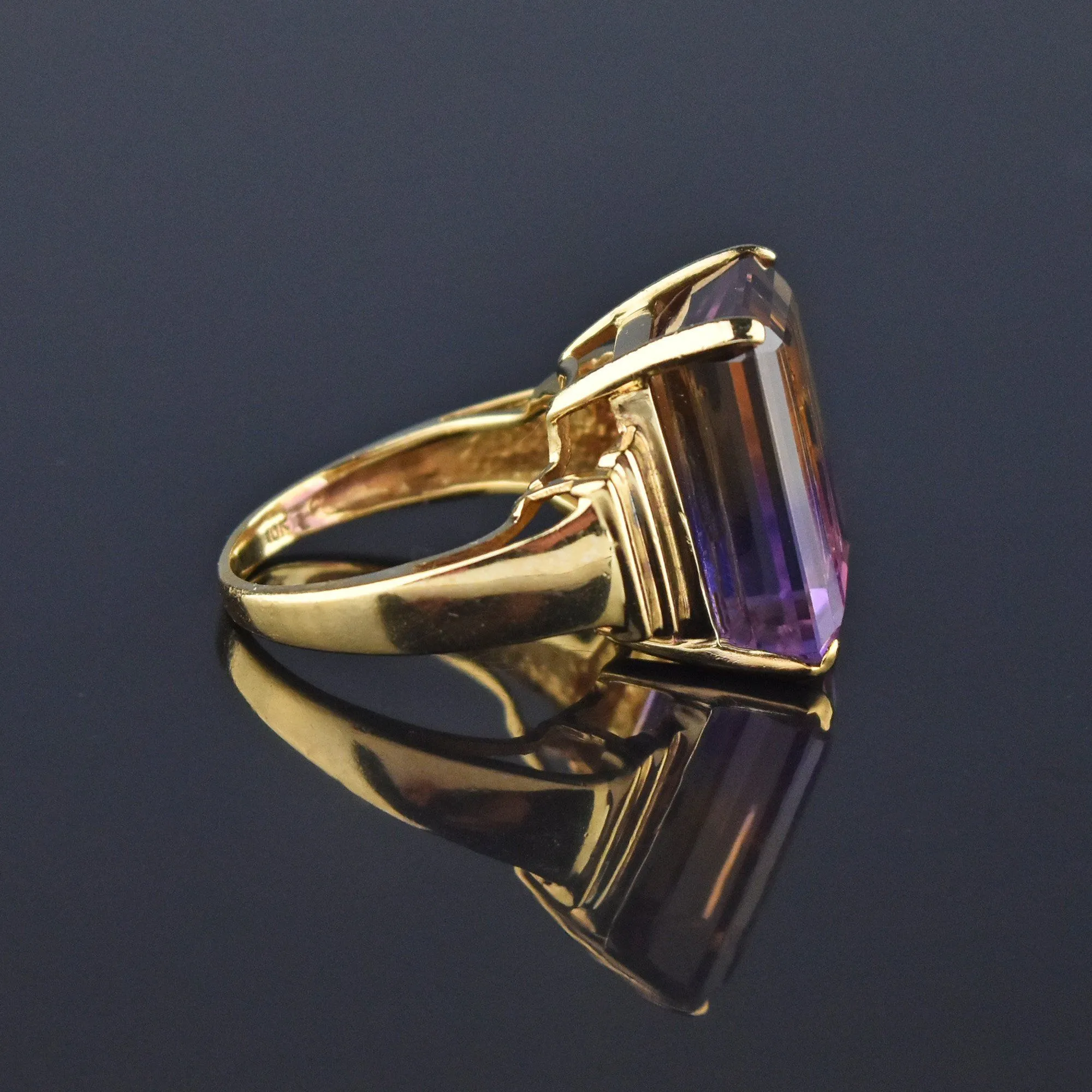 Vintage 13 CTW Ametrine Gold Cocktail Ring, Amethyst & Citrine