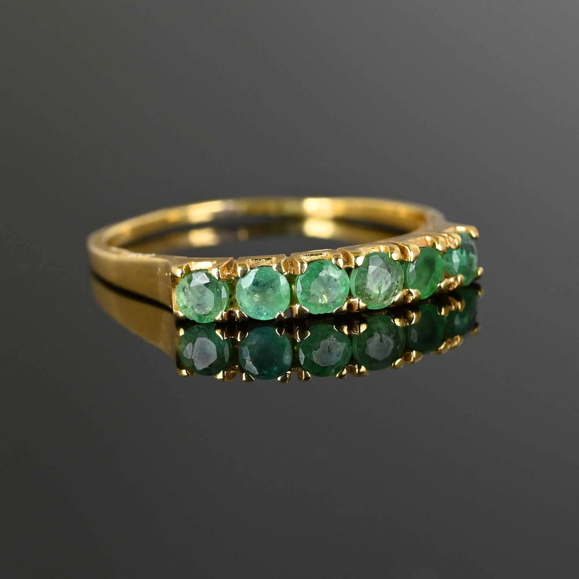 Vintage 6 Stone Emerald Half Eternity Ring in 14K Gold