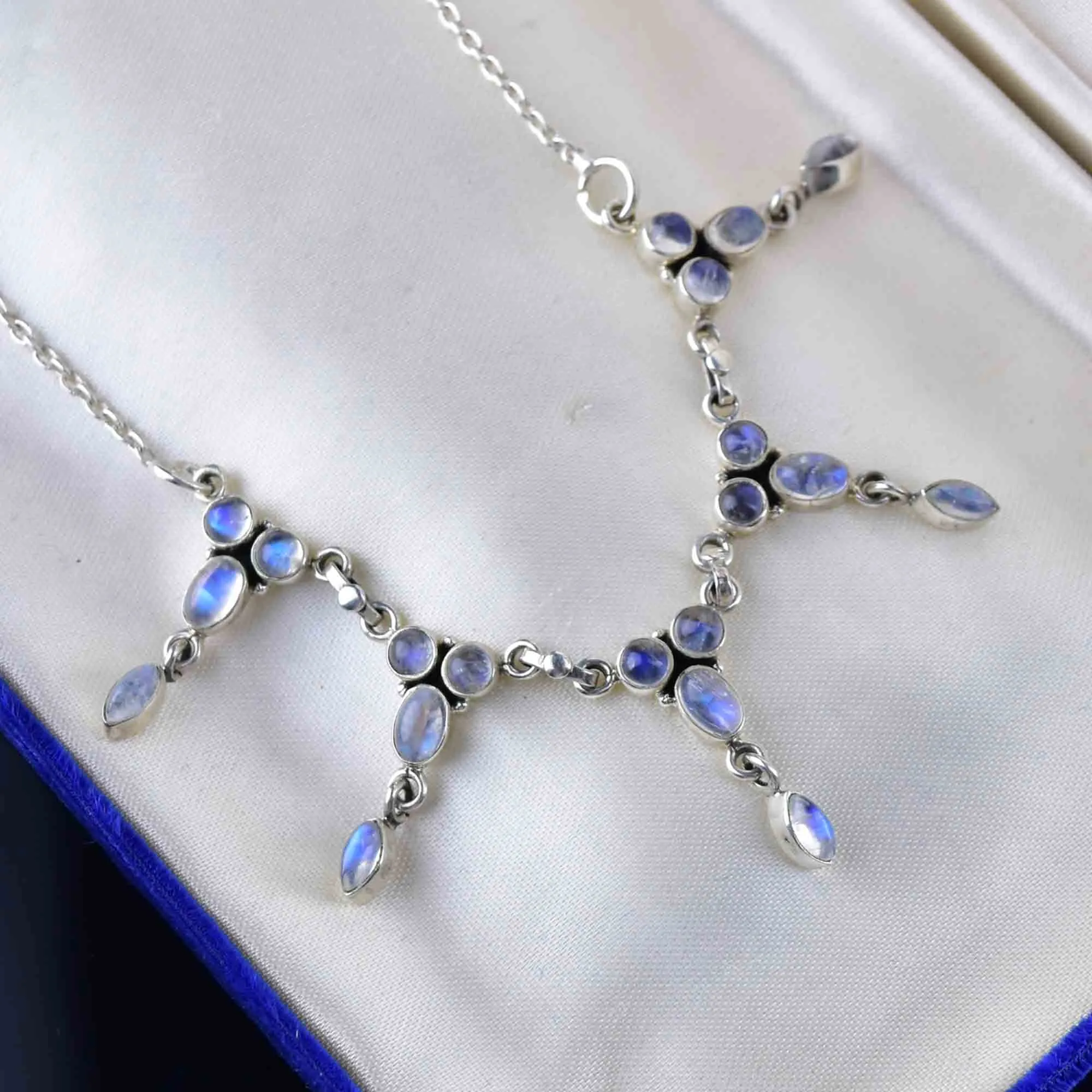 Vintage Art Deco Style Silver Moonstone Necklace