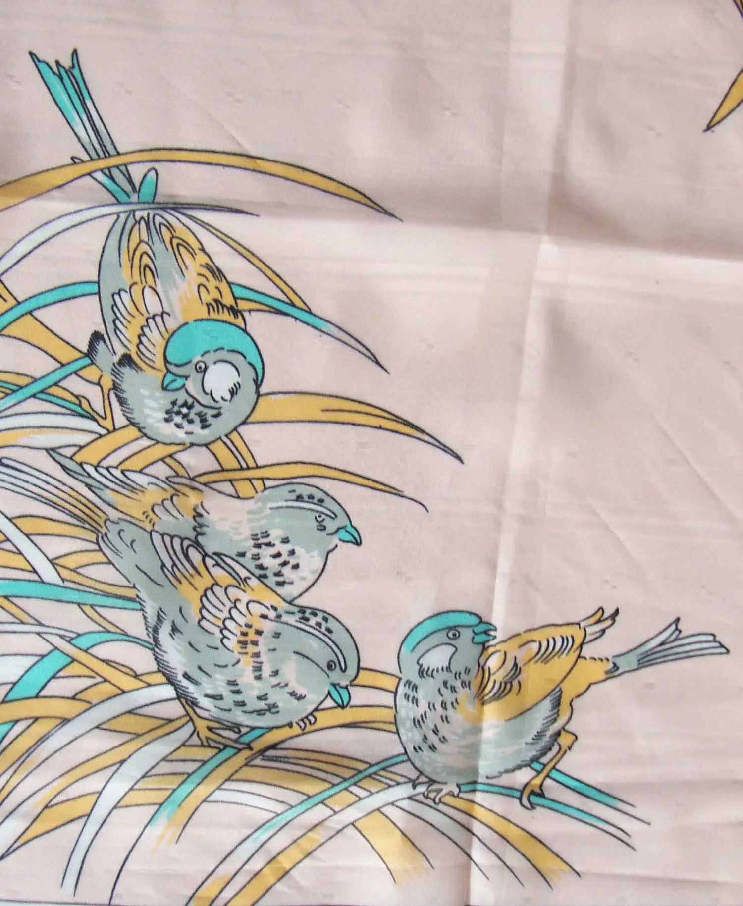 Vintage Bird Scarf Parakeet Budgie Novelty Print - Italy