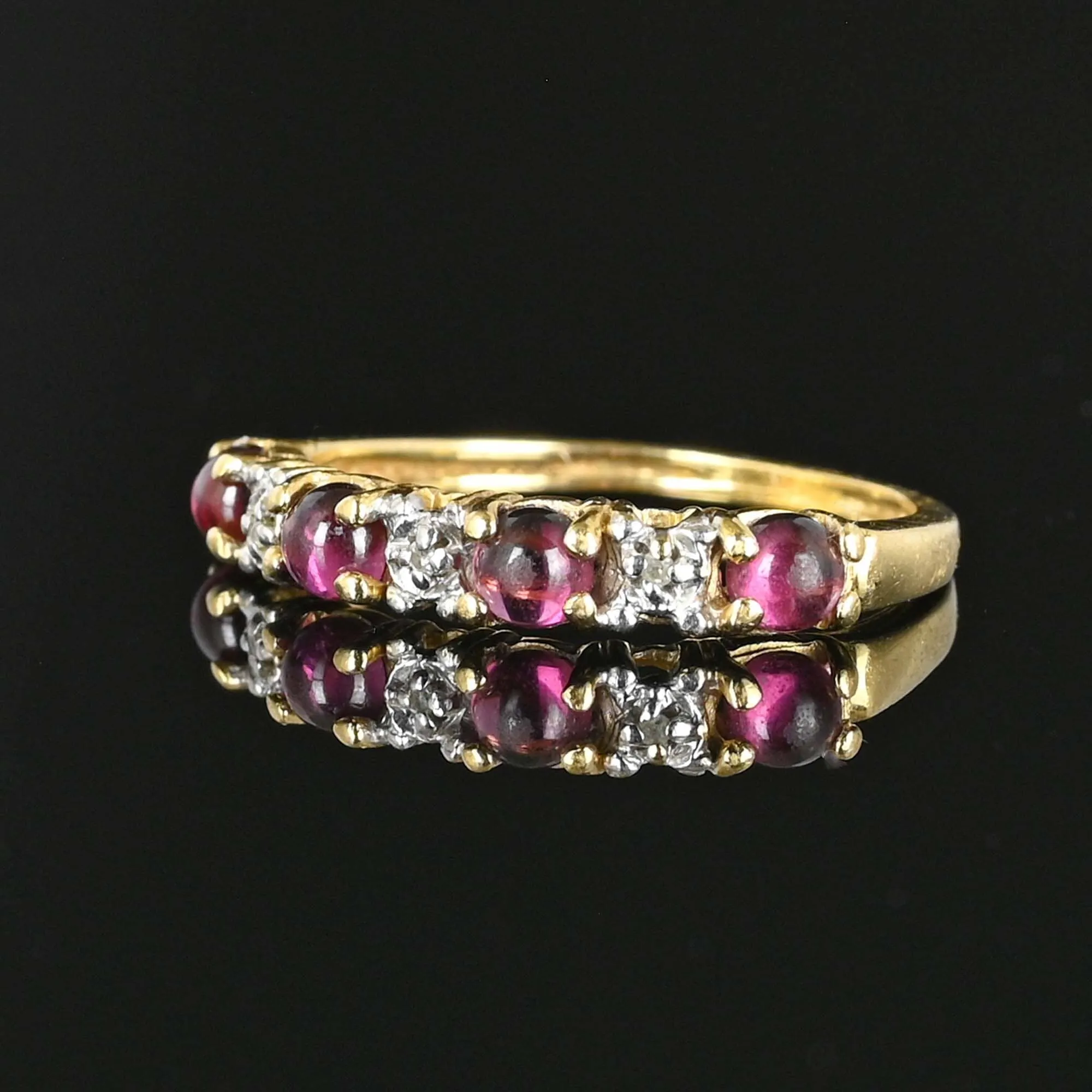 Vintage Diamond Pink Tourmaline Cabochon Ring