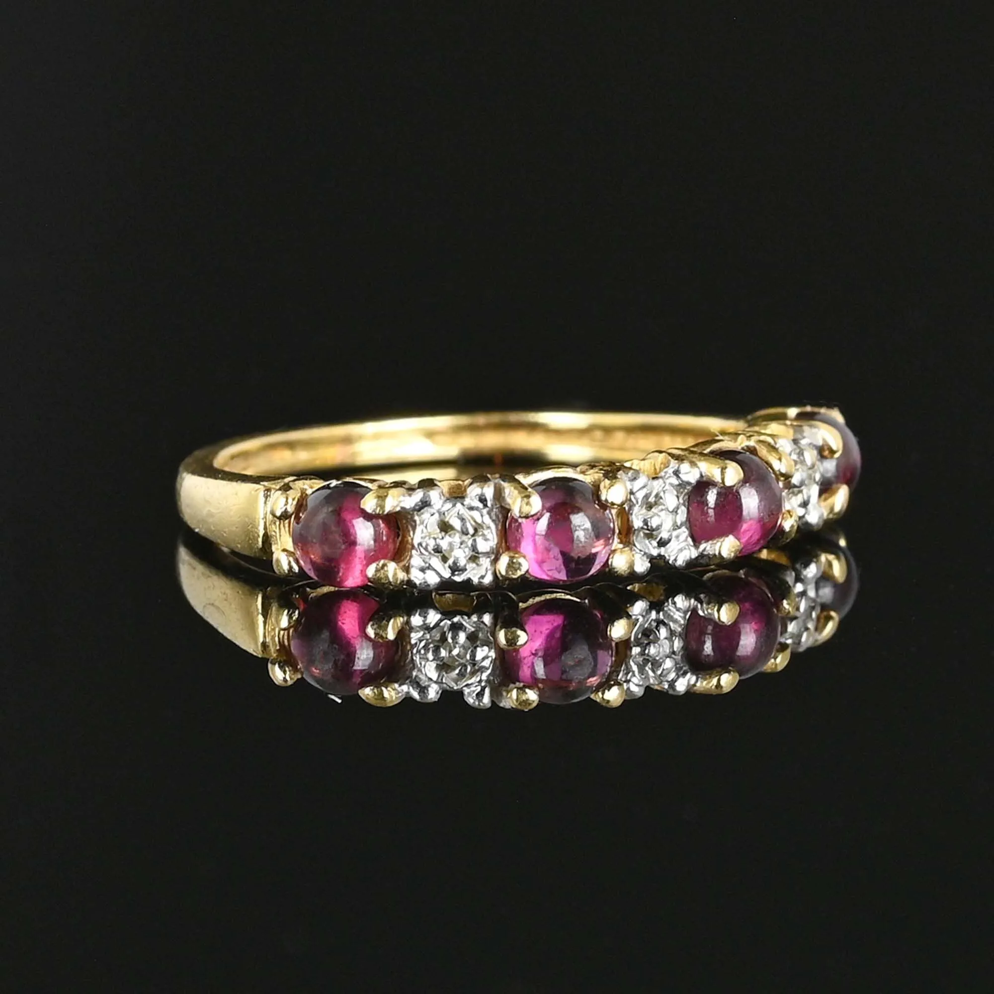 Vintage Diamond Pink Tourmaline Cabochon Ring