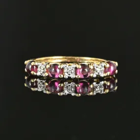 Vintage Diamond Pink Tourmaline Cabochon Ring