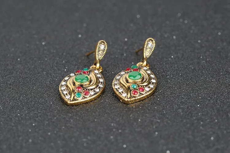 Vintage Earrings For Women 18K Gold Fashion Earrings AAA Resin Long Big Drop Dangle Earring Indian Jewelry