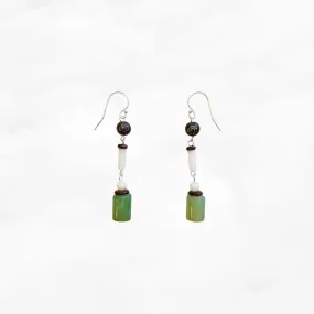 Vintage Jade and Rosewood Earrings