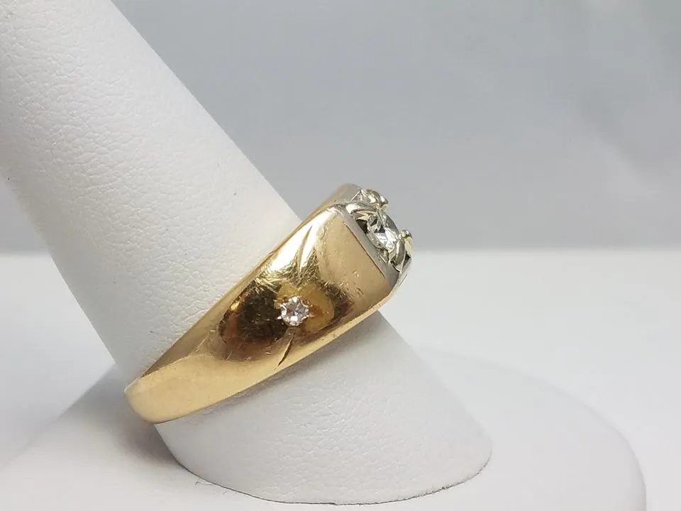 Vintage Men's Natural Diamond 14k Gold Ring