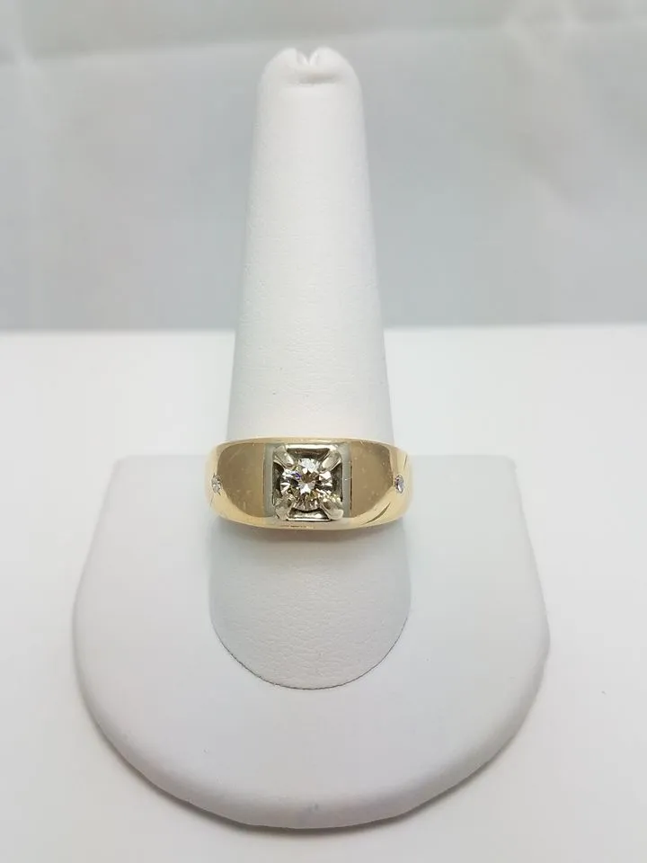 Vintage Men's Natural Diamond 14k Gold Ring