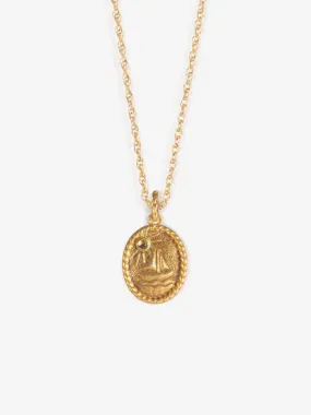 Wanderlust Life Gold Chain Pendant Necklace - Moonstone Navicella