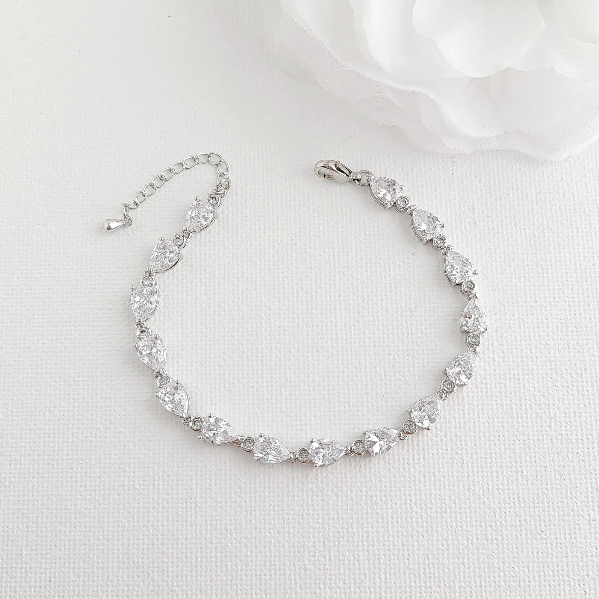 Wedding Earrings and Bracelet Set in Cubic Zirconia-Ivy