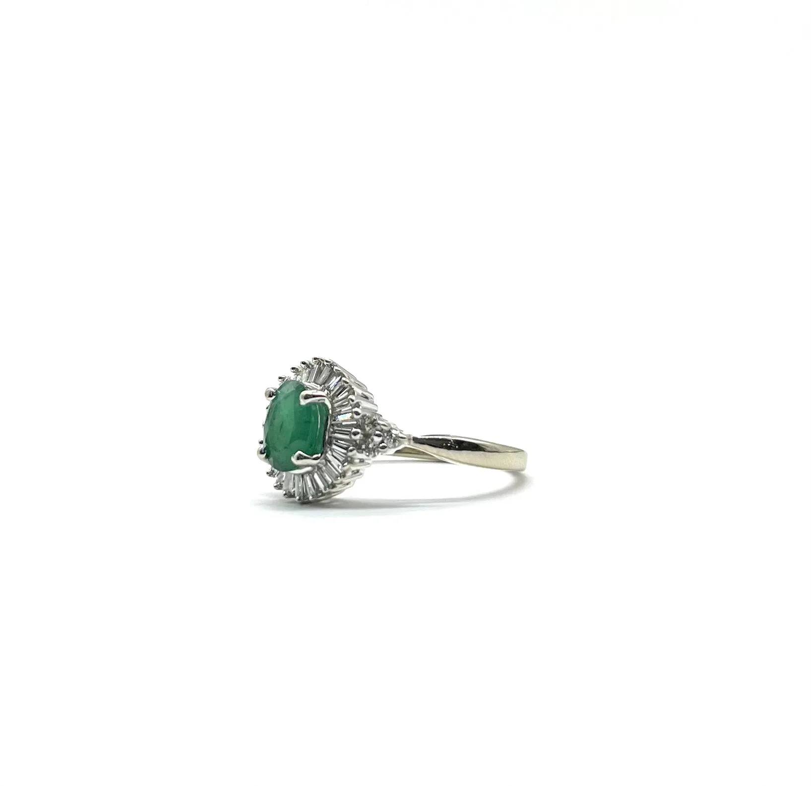 White Gold Emerald and Diamond Ring