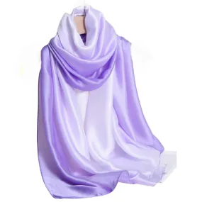 Wide Charmeuse Satin Scarf - Lavender Ombre