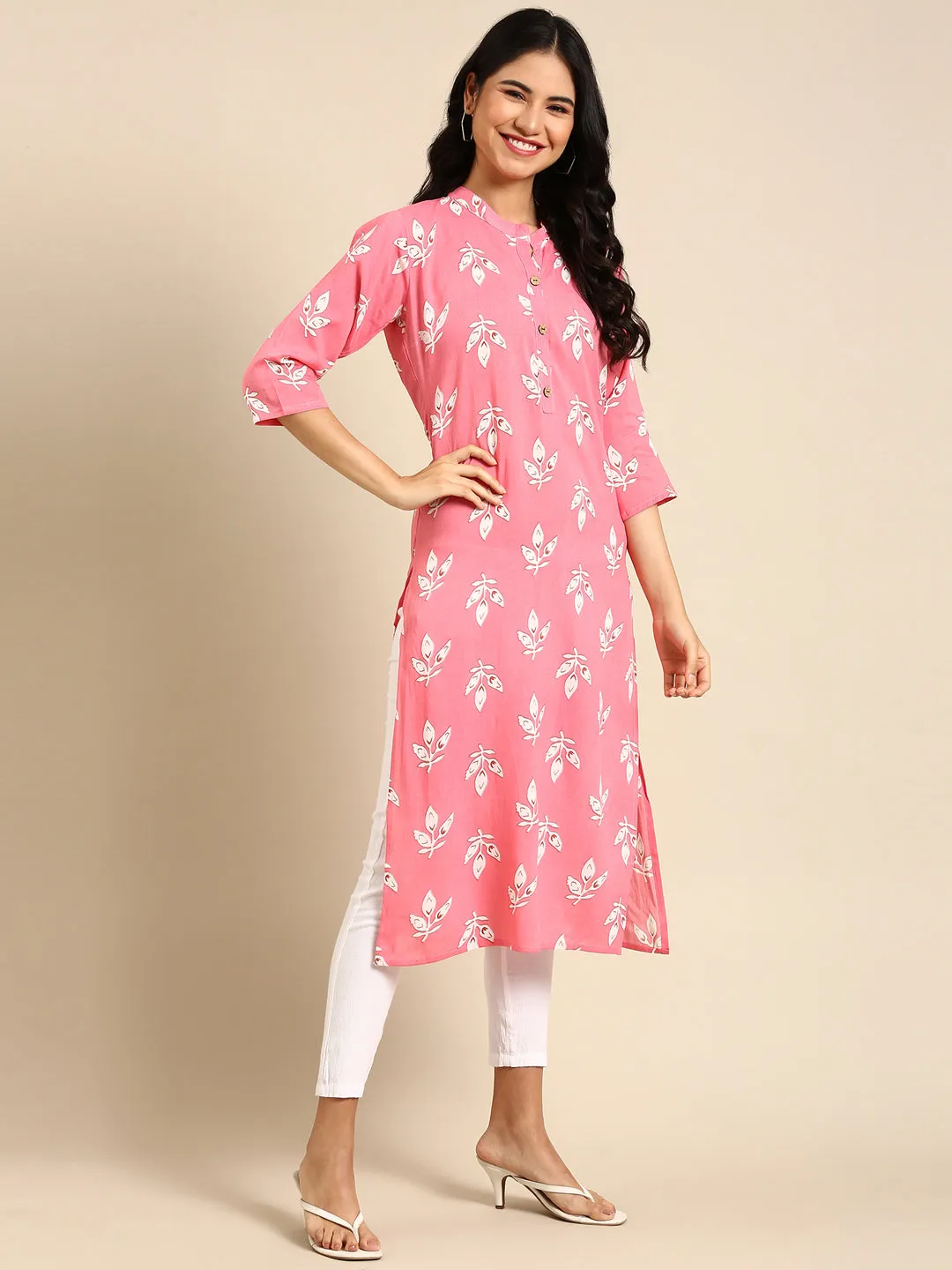 Women's Coral Printed Straight Kurta