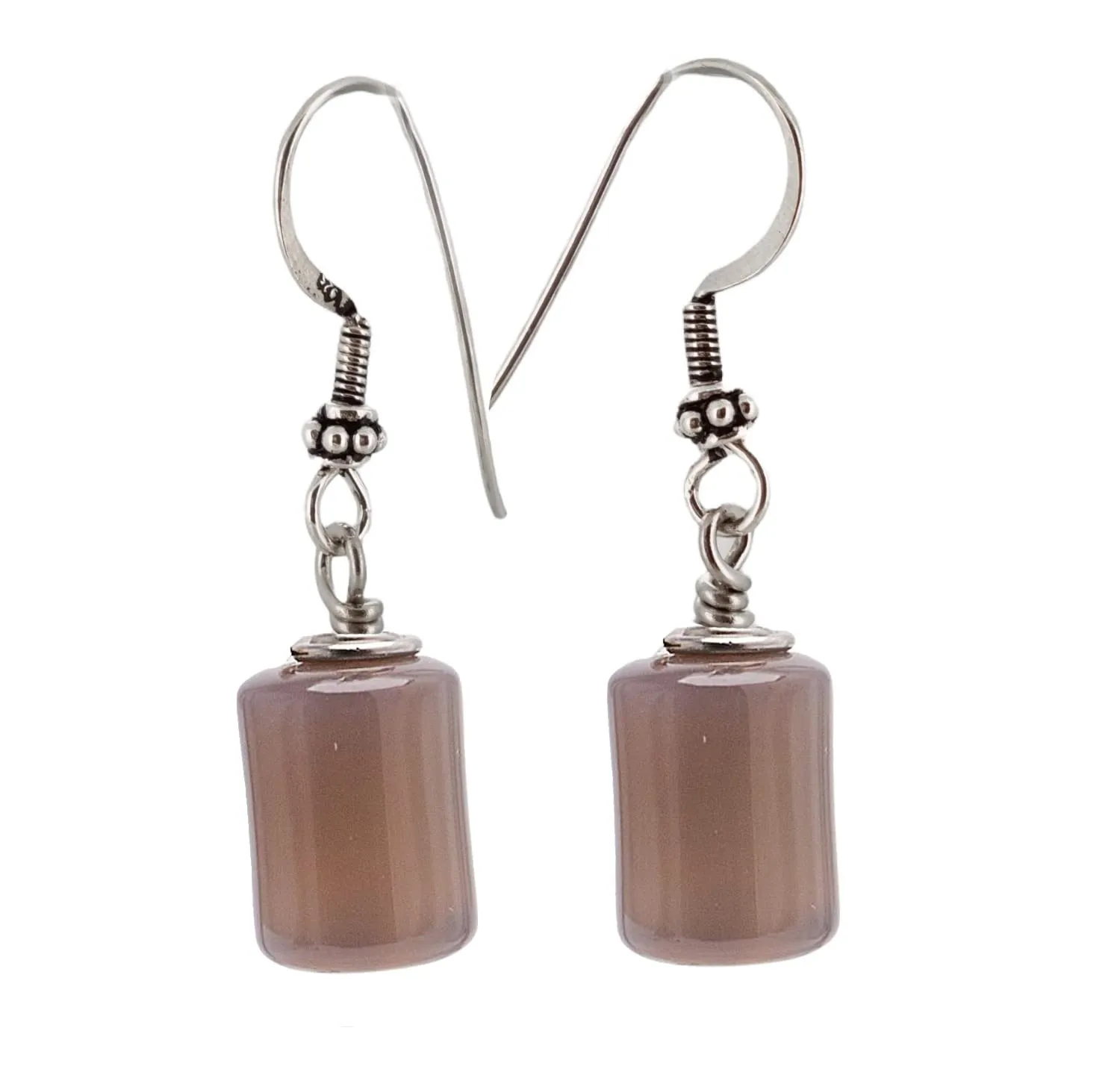 Women's Handmade Dangle Drop Natural Gemstone Column Bead Earrings