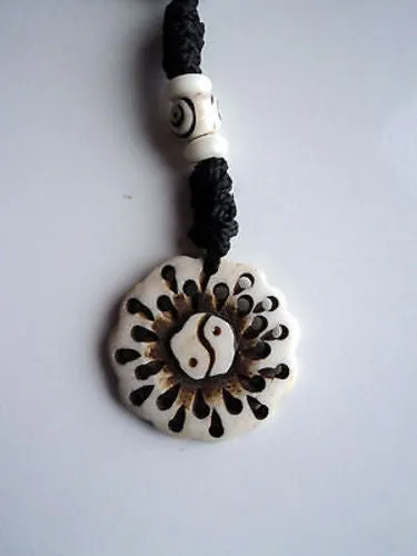 Ying Yang Round Bone Keychain